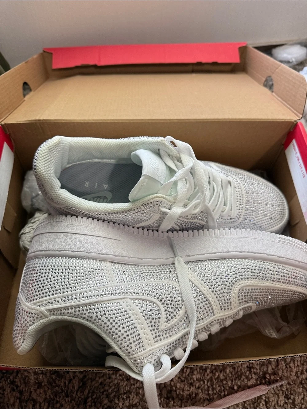 Nike Women's White Crystal Rhinestone Athletic Sneakers